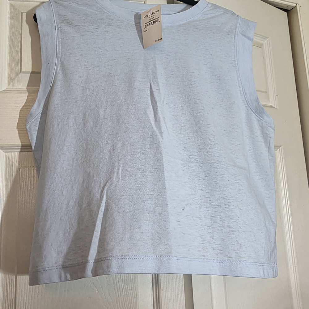 Lou & Grey Blue Sleeveless Crop Lightweight Sweater from Nordstrom